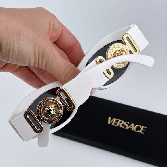 Versace VE4480U 314/87 BRAND NEW Sunglasses White Dark Grey Oval Unisex - Picture 3 of 10